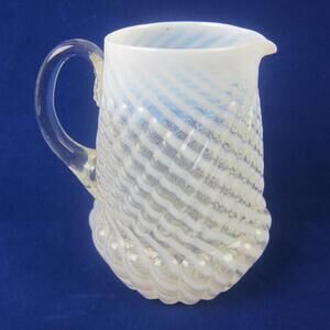 Antique Northwood Chrysanthemum Swirl Opalescent Art Glass Creamer Pitcher RARE